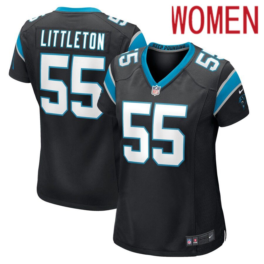 Women Carolina Panthers 55 Cory Littleton Nike Black Game Player NFL Jersey